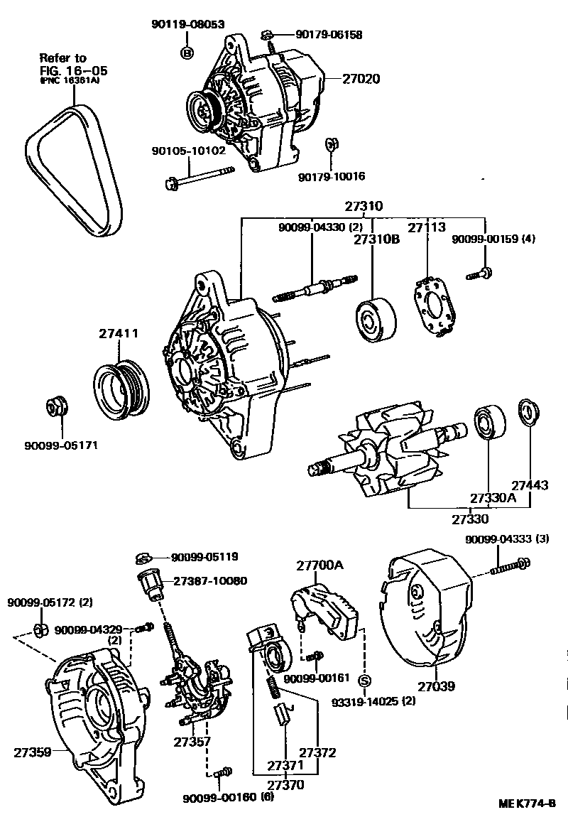 Toyota COROLLA Alternator EPC diagram — MEK774B