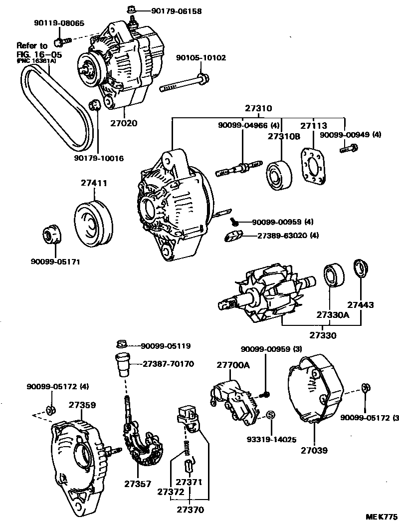 Toyota COROLLA Alternator EPC diagram — MEK775