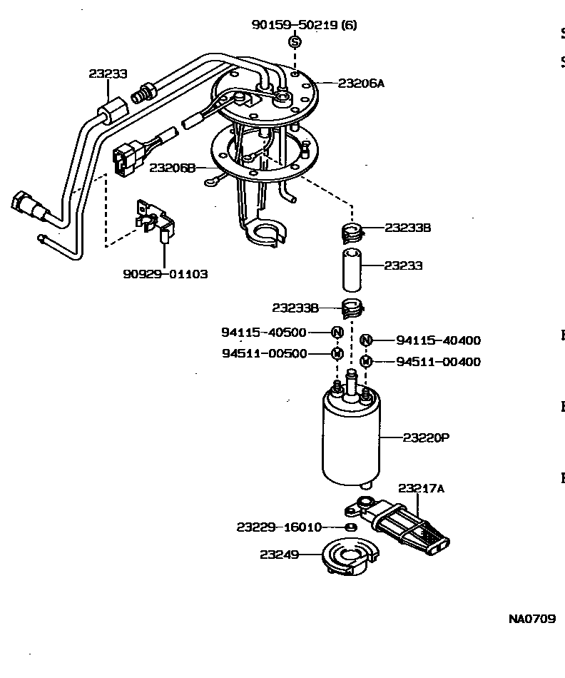 Toyota COROLLA 燃油喷射系统 EPC diagram — NA0709
