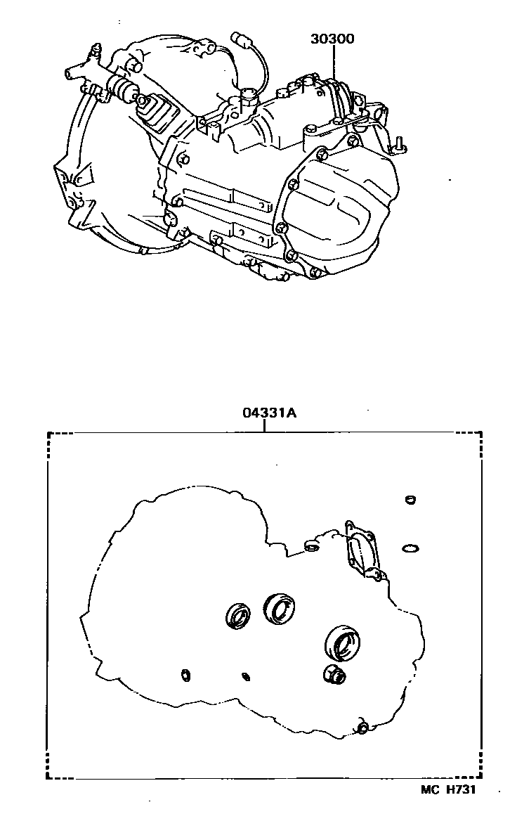 Toyota COROLLA 传动桥或变速器总成和衬垫组件(MTM) EPC diagram — MCH731