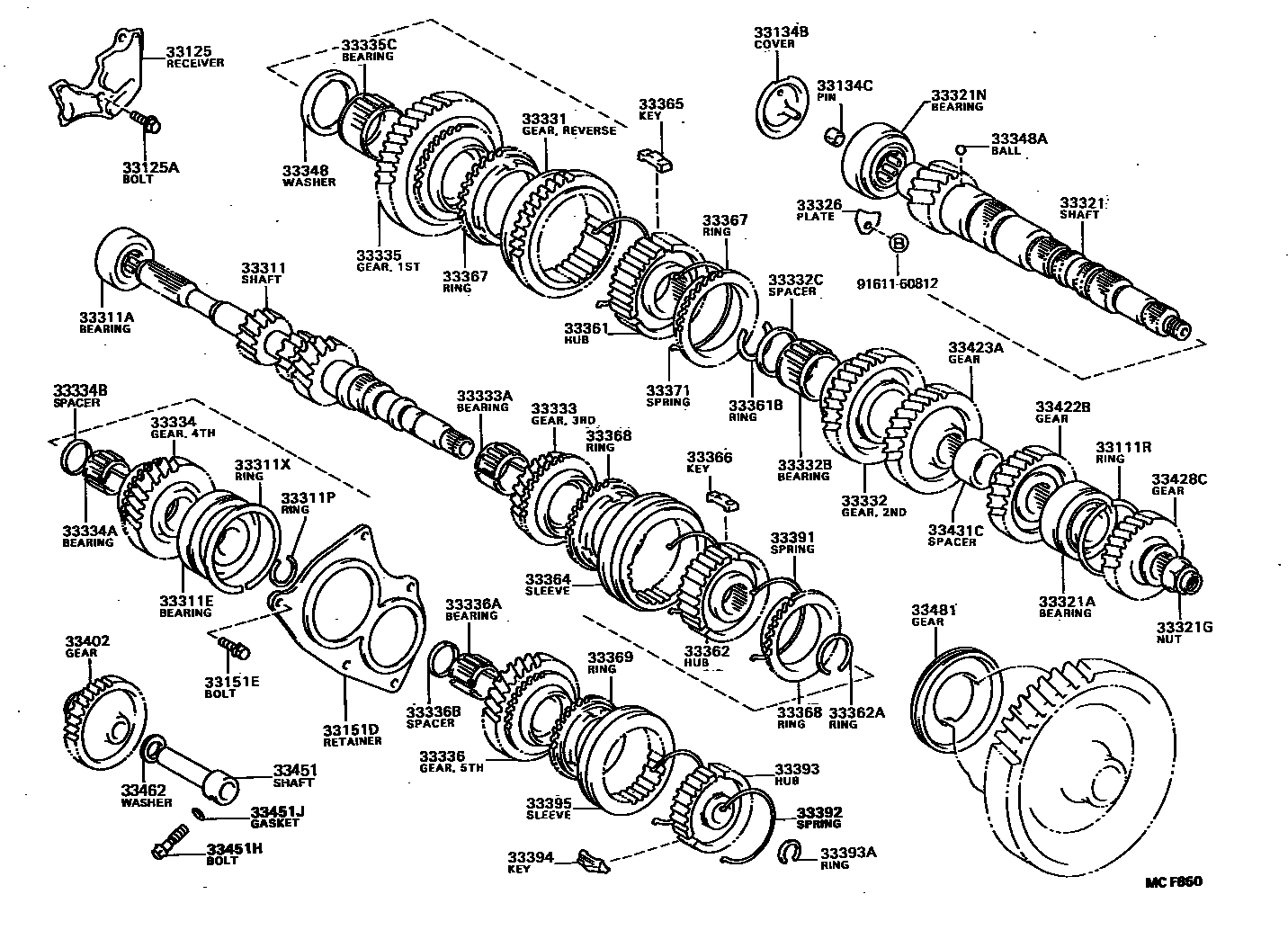 Toyota COROLLA 变速器齿轮(MTM) EPC diagram — MCF850