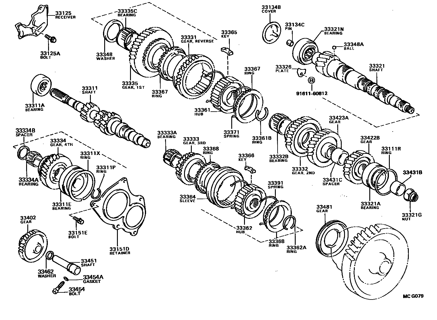 Toyota COROLLA 变速器齿轮(MTM) EPC diagram — MCG079
