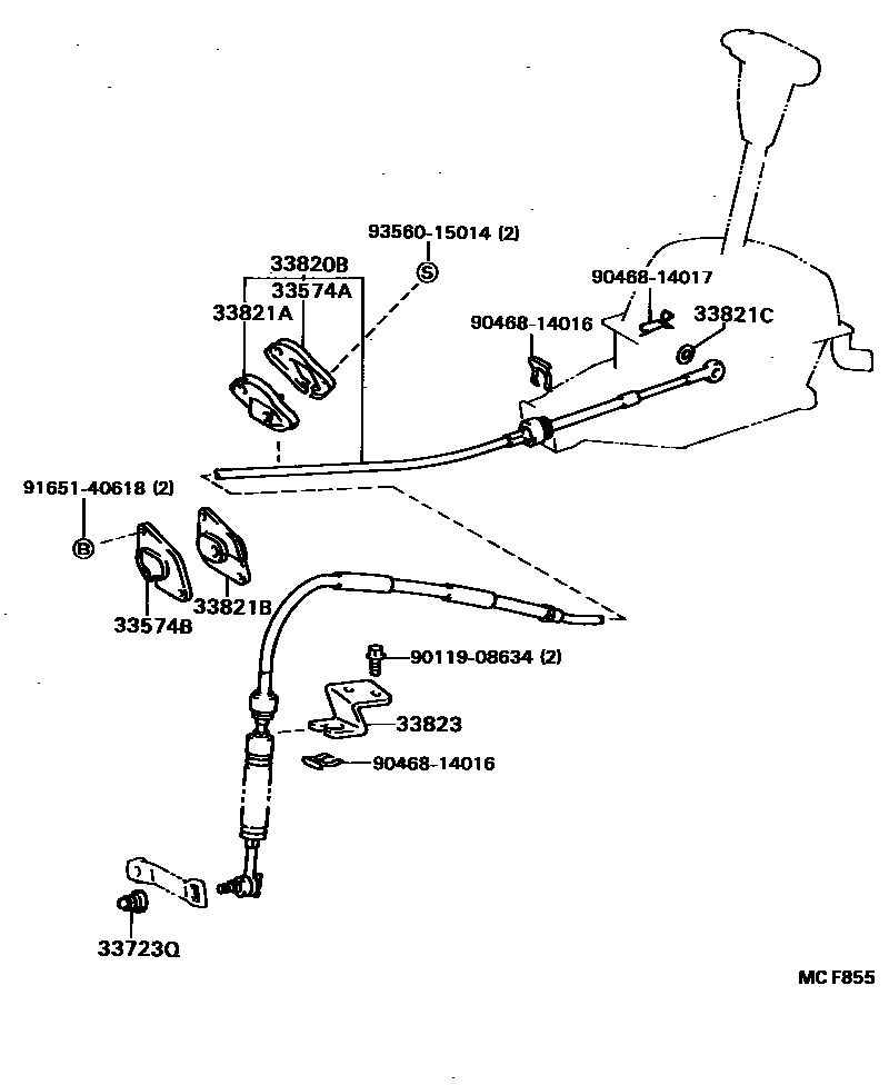 Toyota COROLLA Shift Lever & Retainer EPC diagram — MCF855
