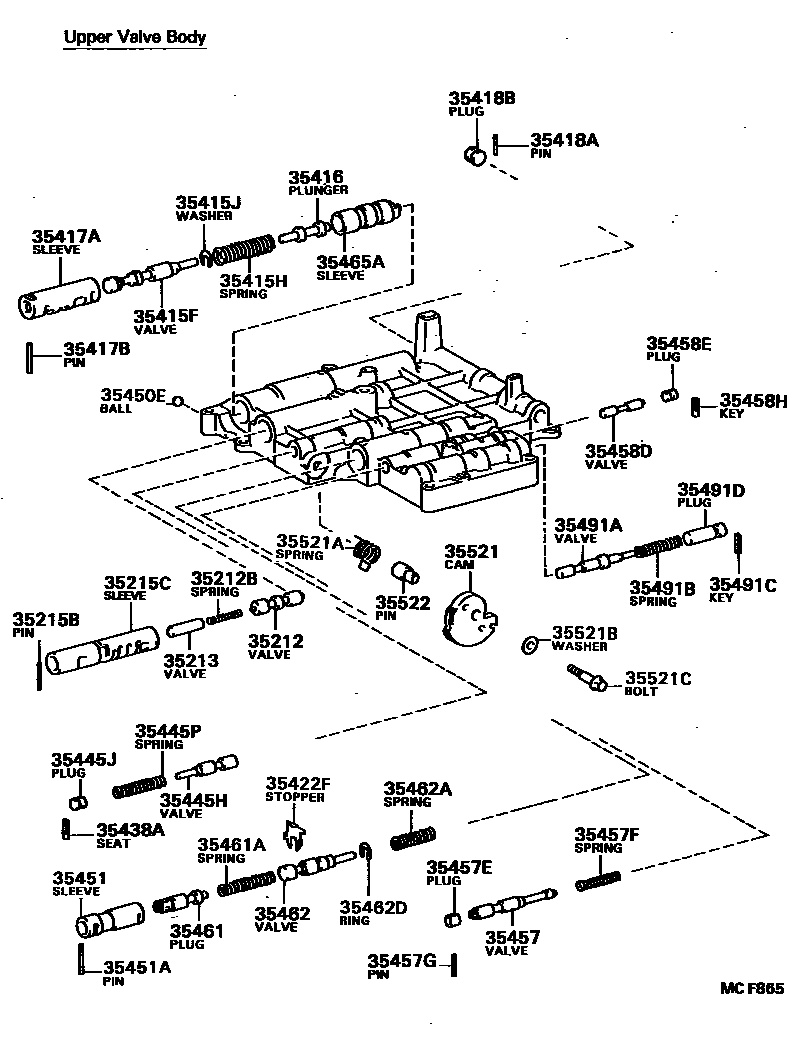 Toyota COROLLA 阀体和滤油网(ATM) EPC diagram — MCF865
