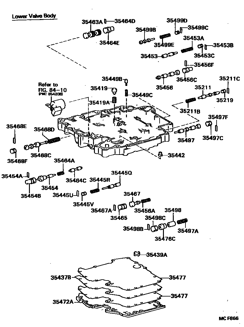 Toyota COROLLA 阀体和滤油网(ATM) EPC diagram — MCF866