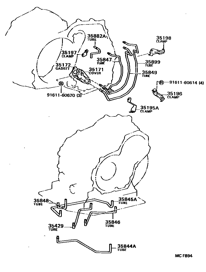 Toyota COROLLA 阀体和滤油网(ATM) EPC diagram — MCF894