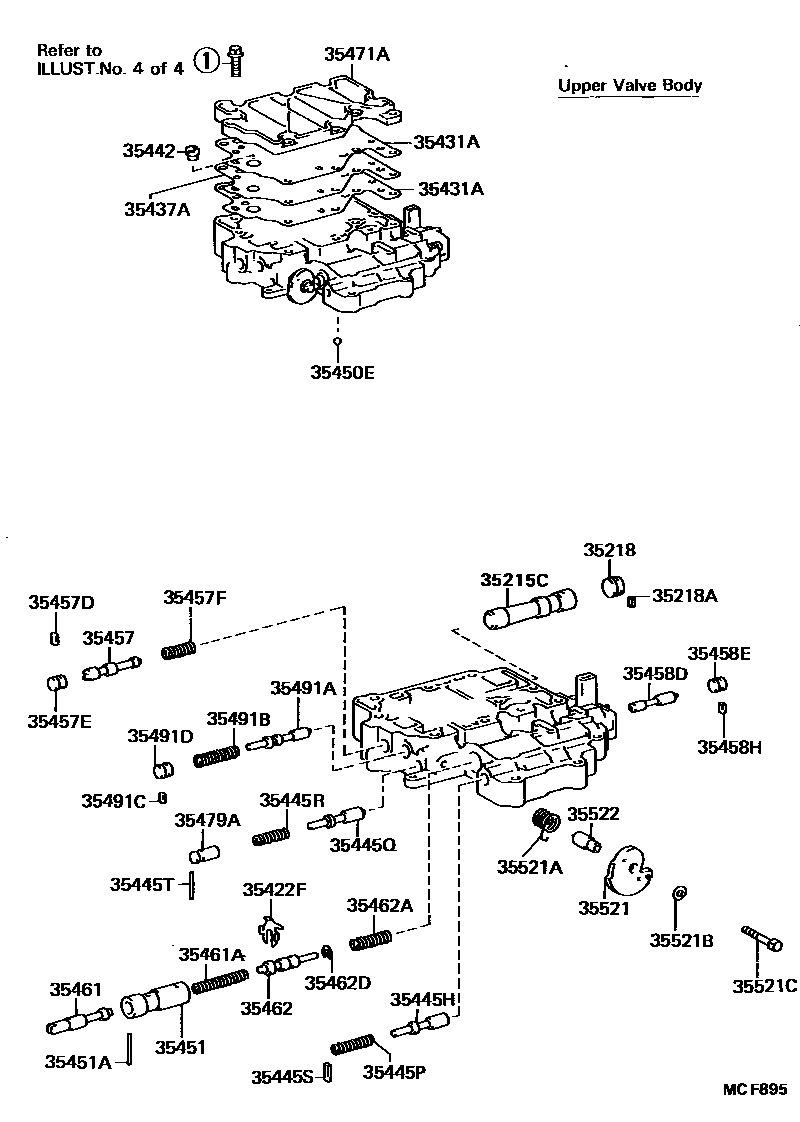 Toyota COROLLA 阀体和滤油网(ATM) EPC diagram — MCF895