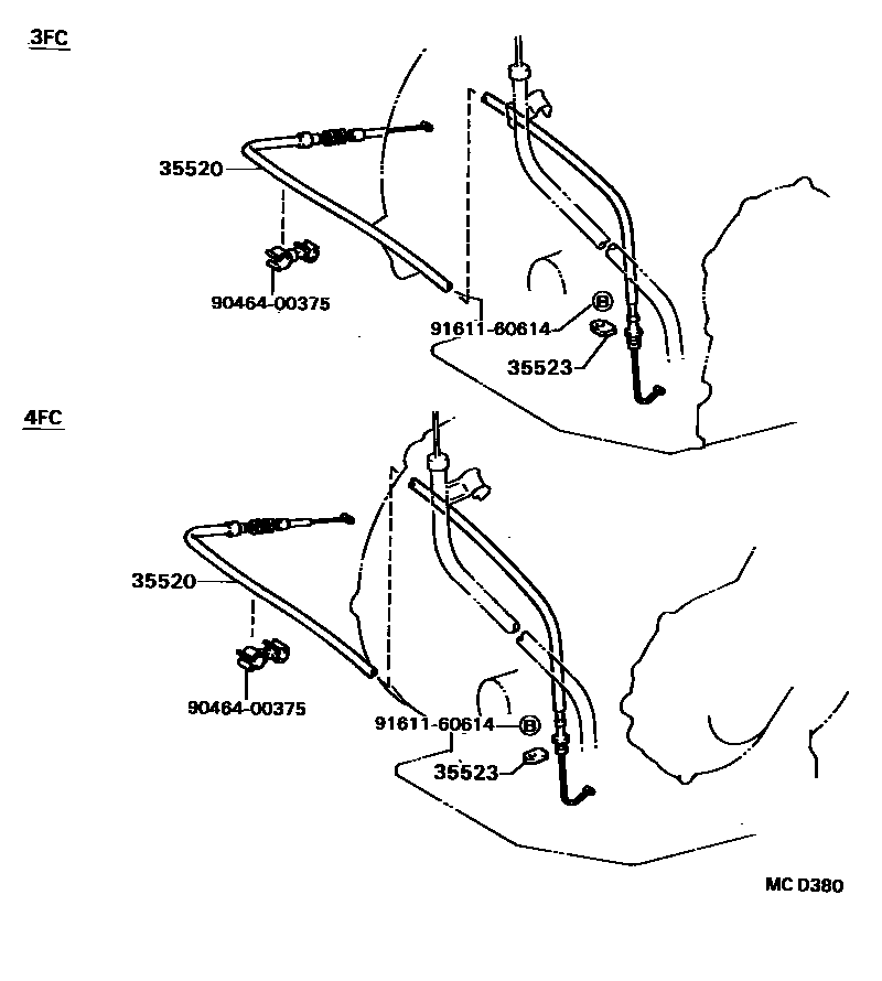 Toyota COROLLA 节气阀连杆和阀杆(ATM) EPC diagram — MCD380