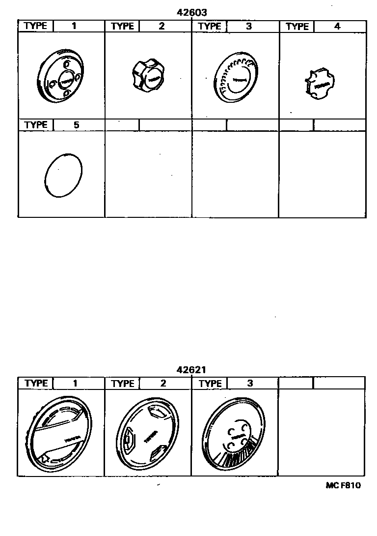 Toyota COROLLA 车轮和车轮盖 EPC diagram — MCF810