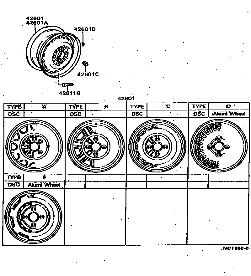 Toyota COROLLA 车轮和车轮盖 EPC diagram — MCF869B