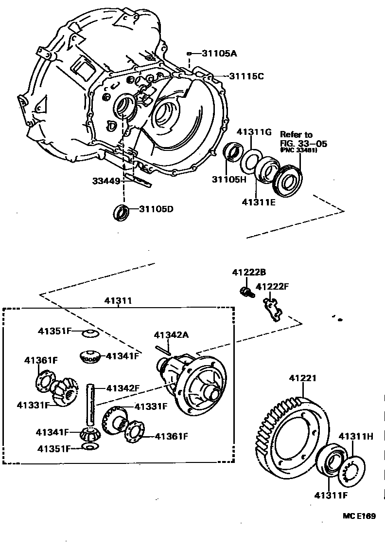 Toyota COROLLA 前桥壳和差速器 EPC diagram — MCE169