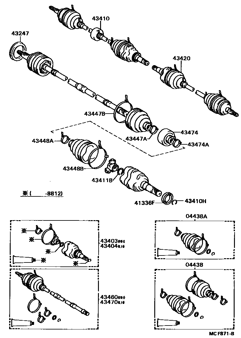 Toyota COROLLA Front Drive Shaft EPC diagram — MCF871B