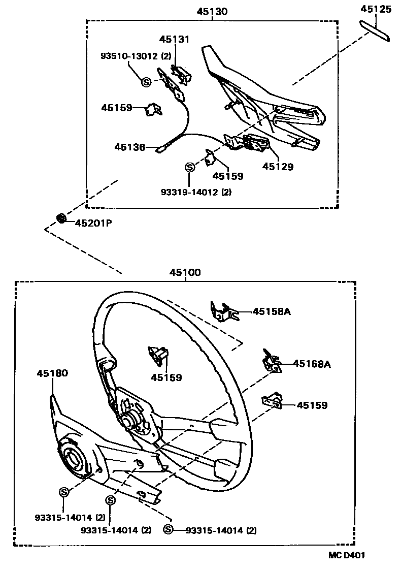 Toyota COROLLA Steering Wheel EPC diagram — MCD401