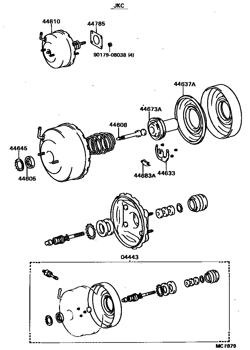 Toyota COROLLA 制动助力器和真空管 EPC diagram — MCF879