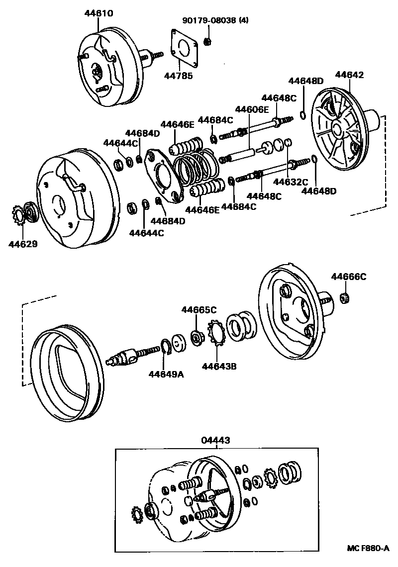 Toyota COROLLA 制动助力器和真空管 EPC diagram — MCF880A
