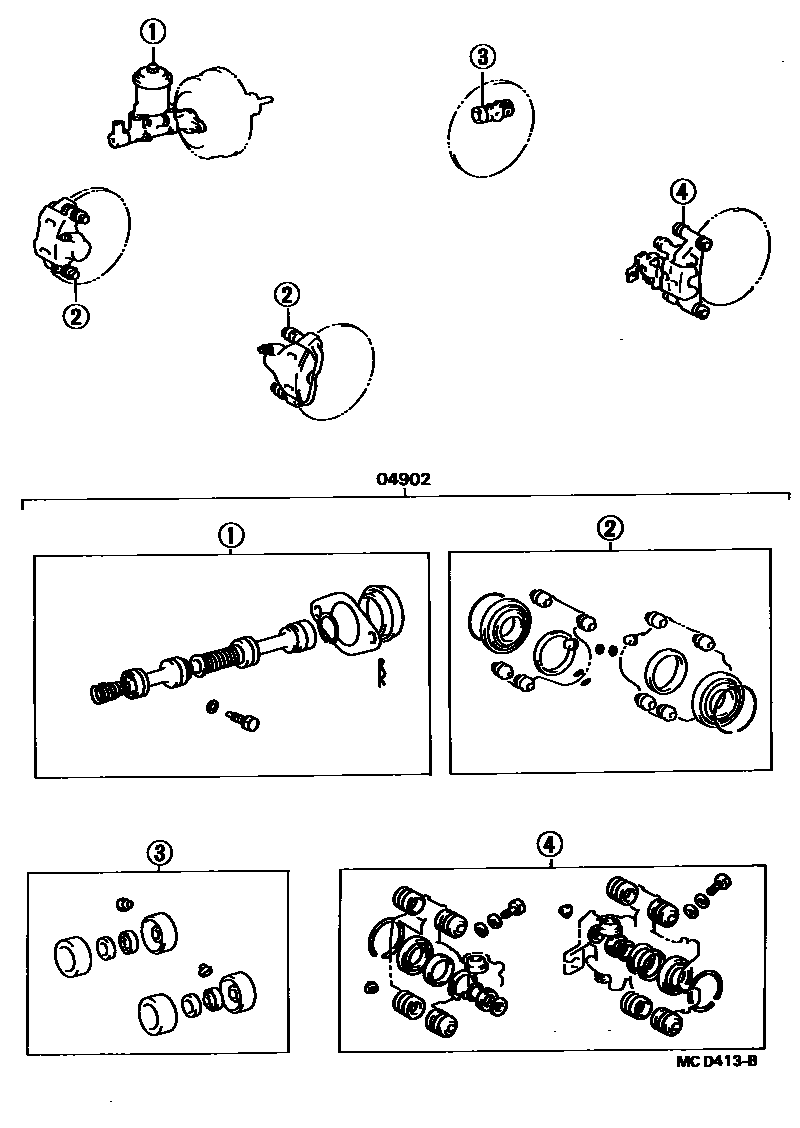 Toyota COROLLA 制动器保养组件 EPC diagram — MCD413B