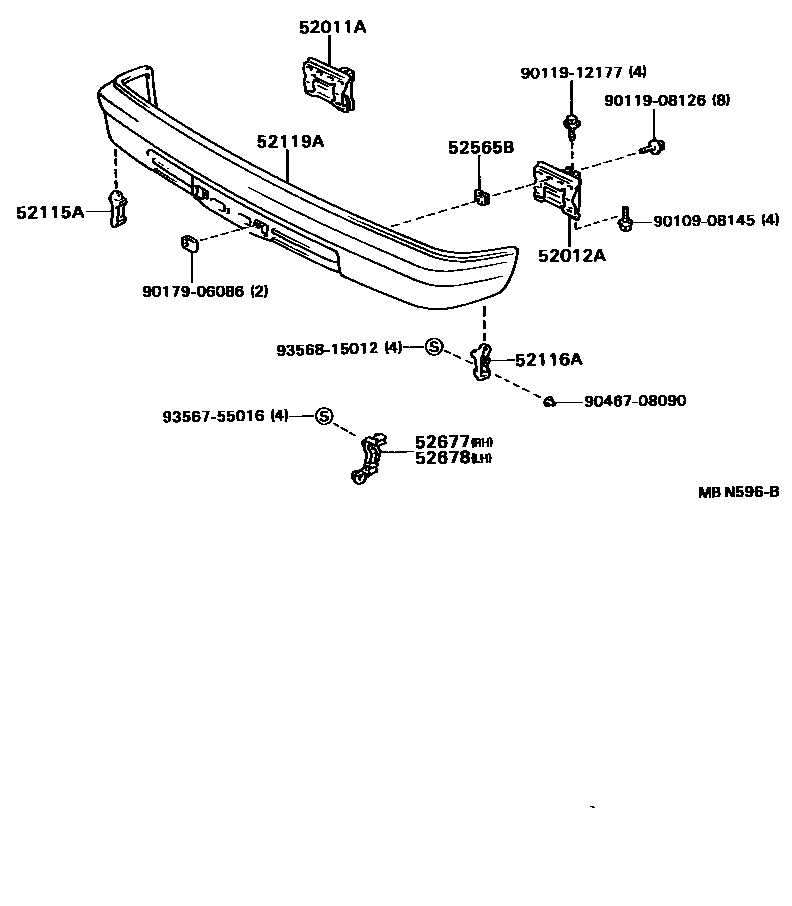Toyota COROLLA 前保险杠及附件 EPC diagram — MBN596B