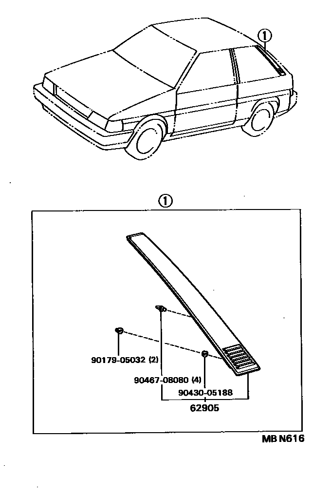 Toyota COROLLA 车侧通风装置 EPC diagram — MBN616