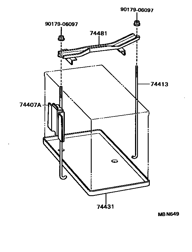 Toyota COROLLA battery holder EPC diagram — MBN649