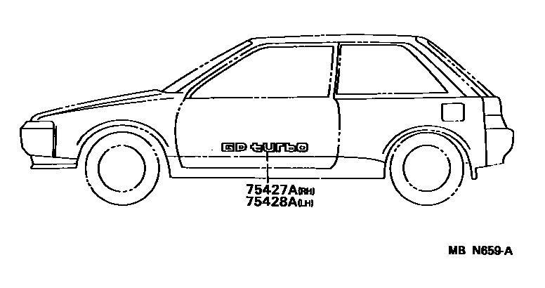 Toyota COROLLA 车身镶条 EPC diagram — MBN659A