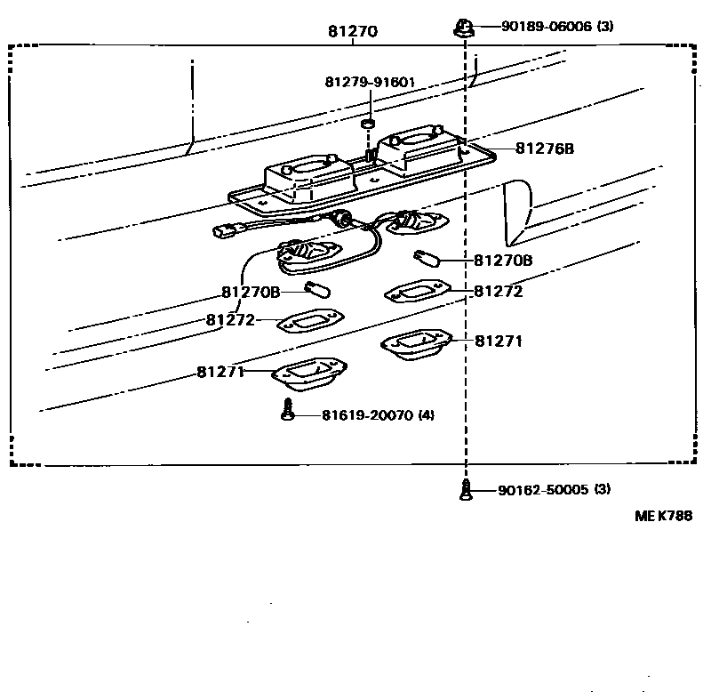 Toyota COROLLA 后牌照灯 EPC diagram — MEK788