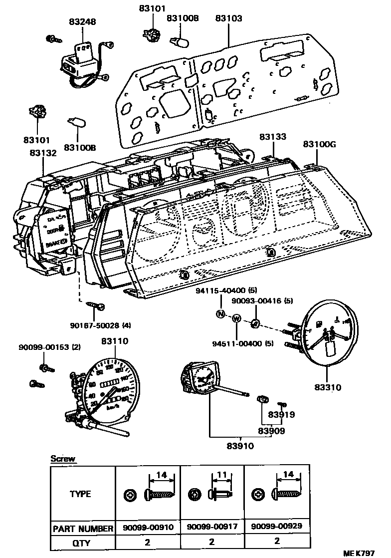 Toyota COROLLA 仪表 EPC diagram — MEK797