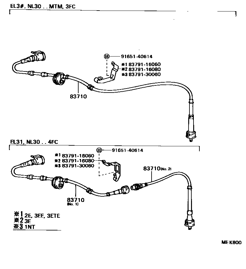 Toyota COROLLA 仪表 EPC diagram — MEK800