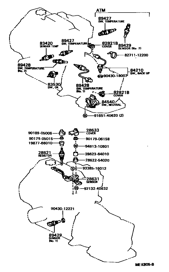 Toyota COROLLA 开关和继电器和ECU EPC diagram — MEK805B