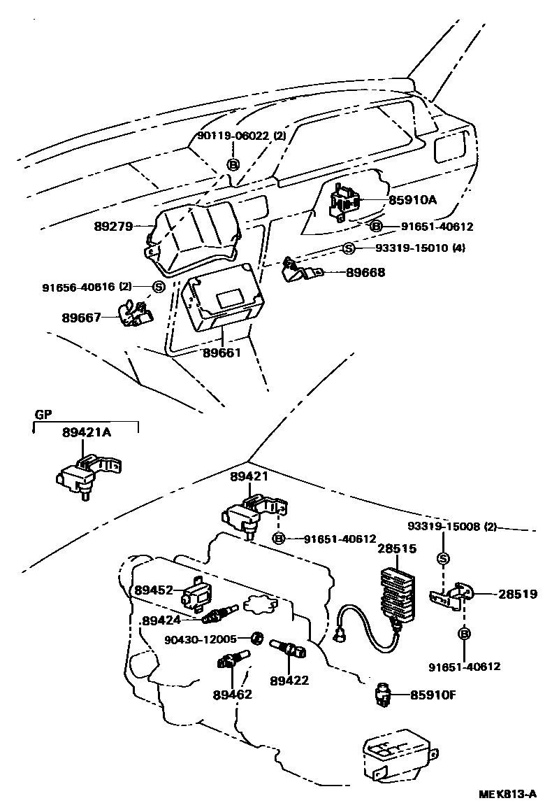 Toyota COROLLA 电子燃油喷射系统 EPC diagram — MEK813A