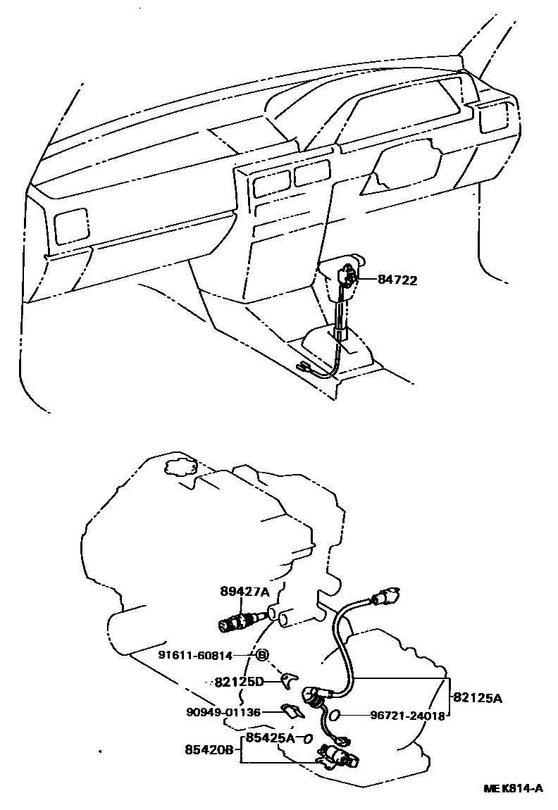Toyota COROLLA 超速档和电子控制变速器 EPC diagram — MEK814A