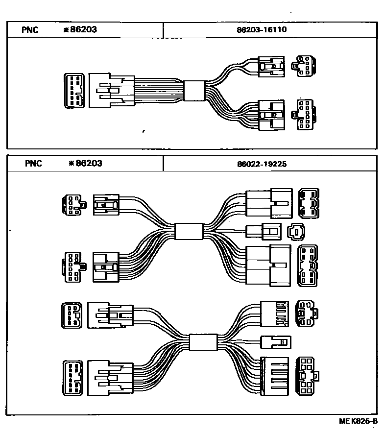 Toyota COROLLA 收音机、放大器和冷凝器 EPC diagram — MEK825B