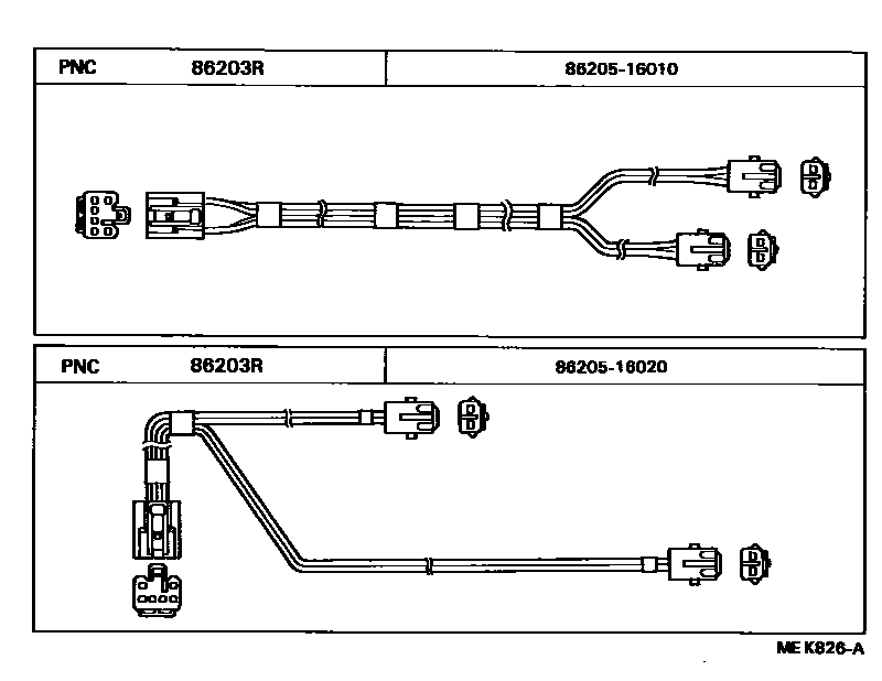 Toyota COROLLA 收音机、放大器和冷凝器 EPC diagram — MEK826A