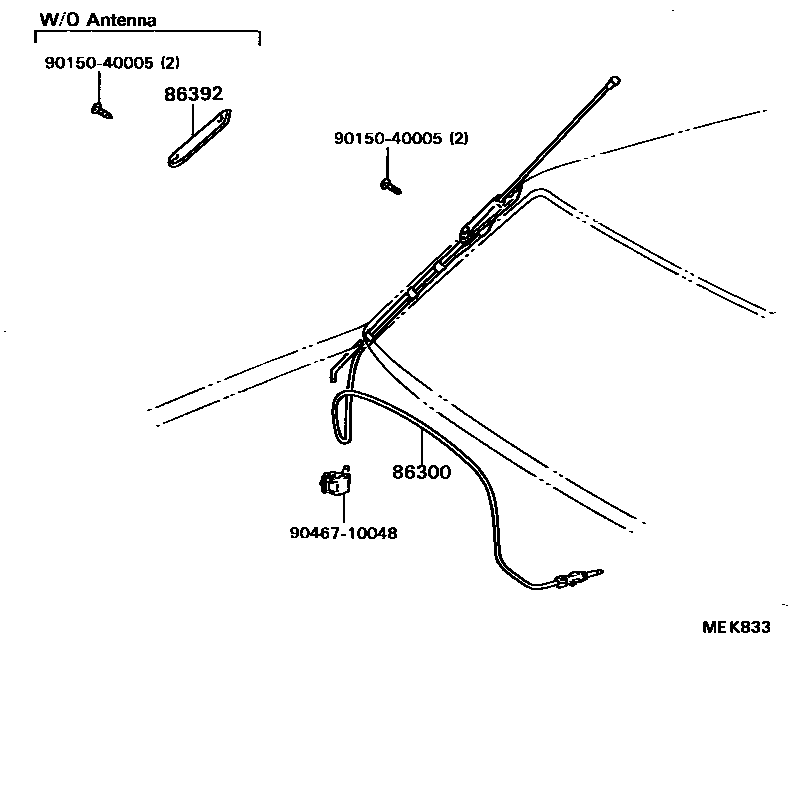 Toyota COROLLA antenna EPC diagram — MEK833