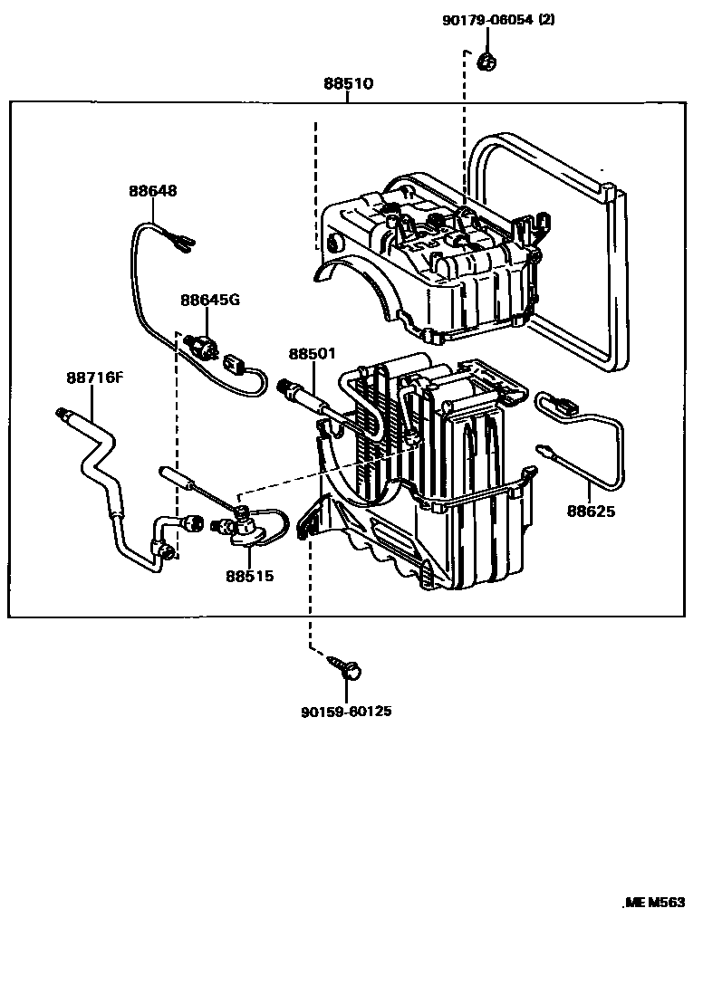 Toyota COROLLA 暖风和空调系统 - 冷却器组件 EPC diagram — MEM563