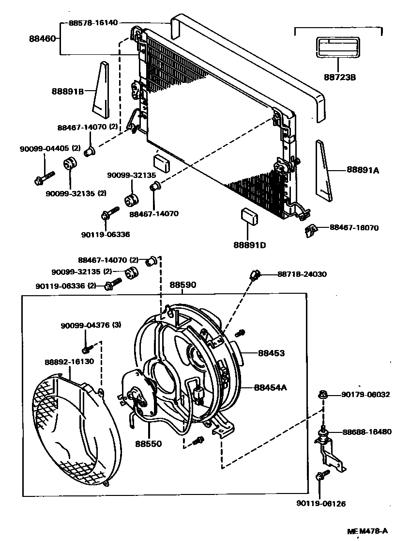 Toyota COROLLA Heating & Air Conditioning - Cooler Piping EPC diagram — MEM478A