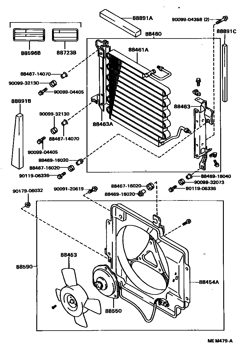 Toyota COROLLA Heating & Air Conditioning - Cooler Piping EPC diagram — MEM479A