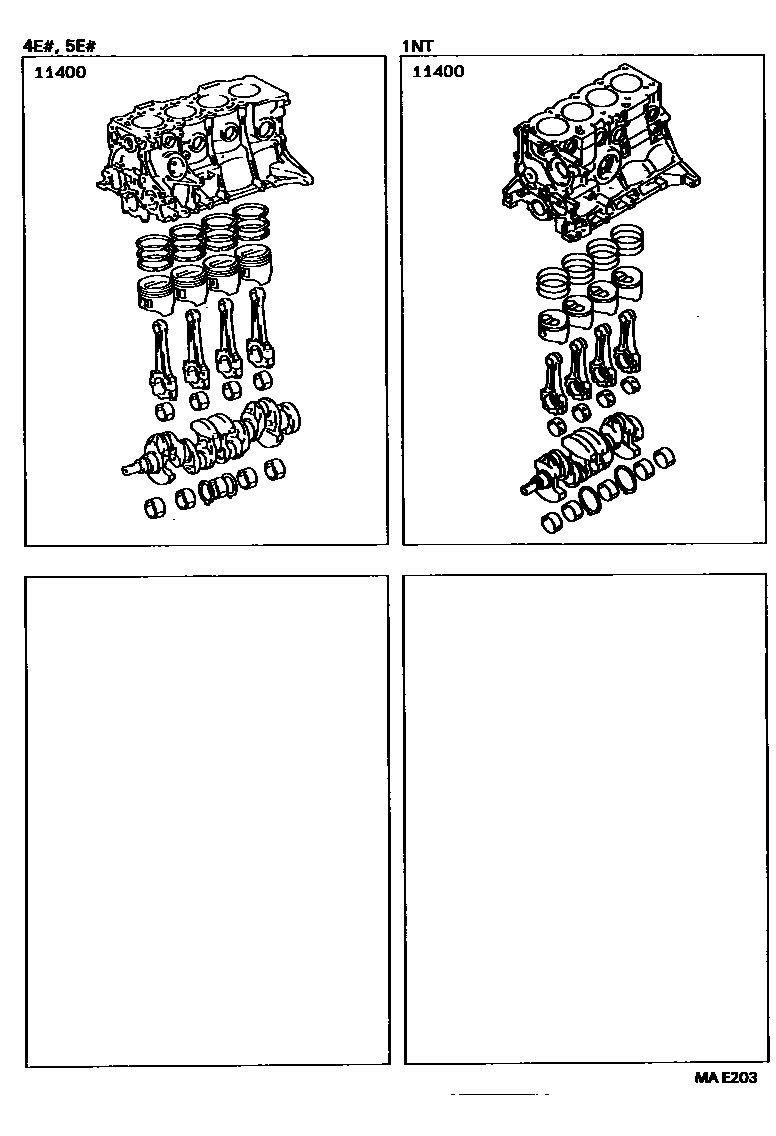 Toyota COROLLA Short Block Assembly EPC diagram — MAE203