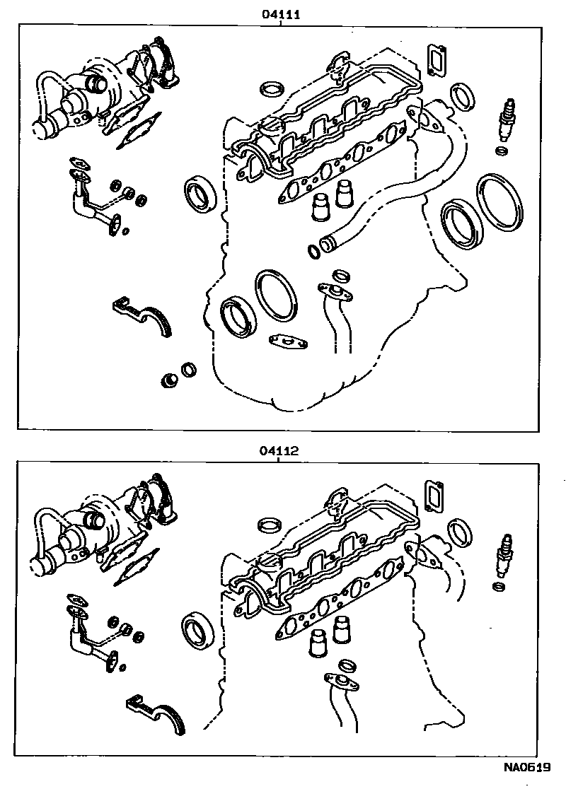 Toyota COROLLA Engine Overhaul Gasket Kit EPC diagram — NA0619