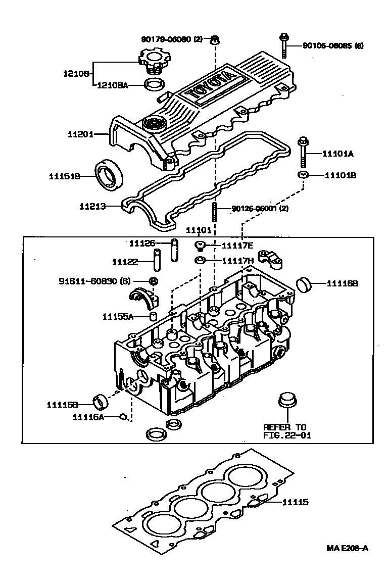 Toyota COROLLA Cylinder Head EPC diagram — MAE208A