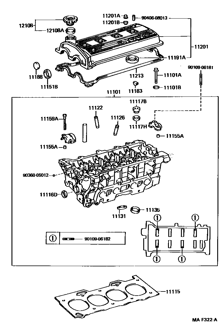 Toyota COROLLA Cylinder Head EPC diagram — MAF322A