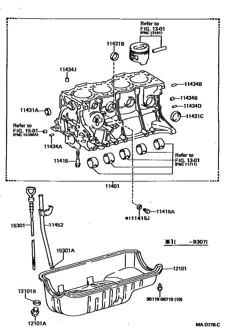 Toyota COROLLA Cylinder Block EPC diagram — MAD778C