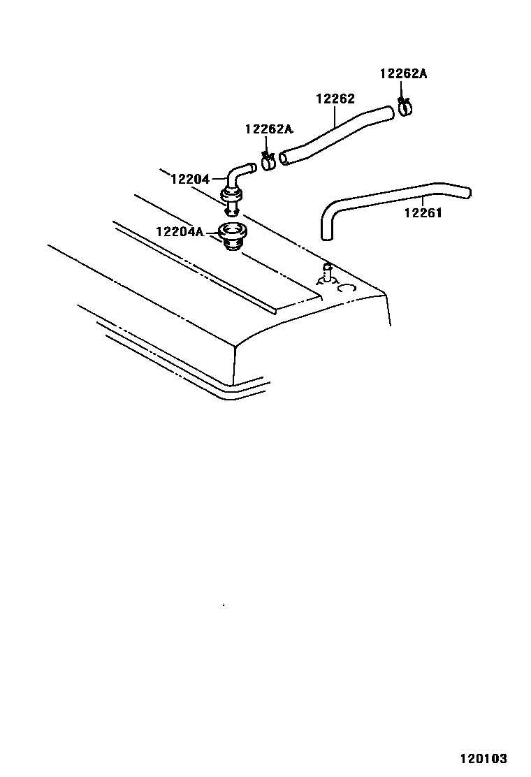Toyota COROLLA Ventilation Hose EPC diagram — 120103