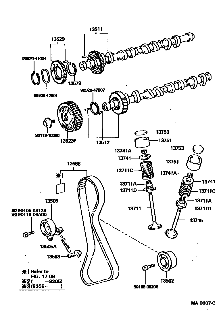 Toyota COROLLA Camshaft & Valve EPC diagram — MAD207C