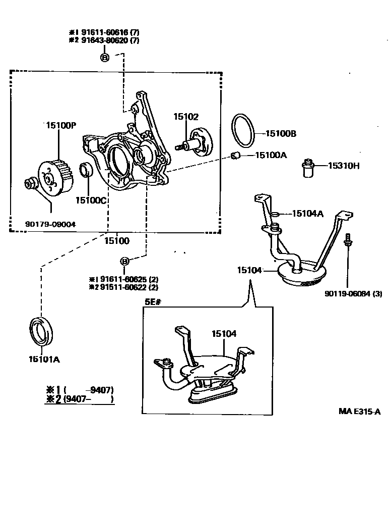 Toyota COROLLA Engine Oil Pump EPC diagram — MAE315A