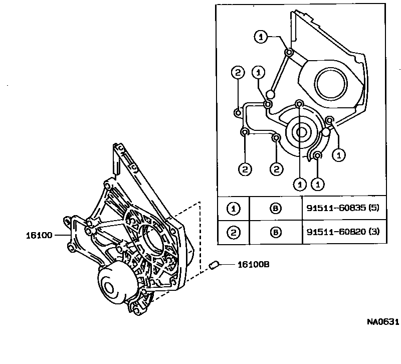Toyota COROLLA Water Pump EPC diagram — NA0631