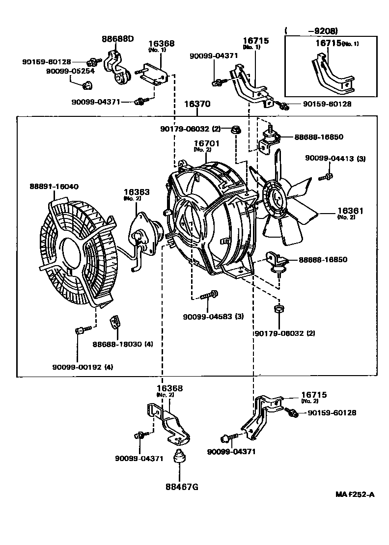 Toyota COROLLA RADIATOR & WATER OUTLET EPC diagram — MAF252A