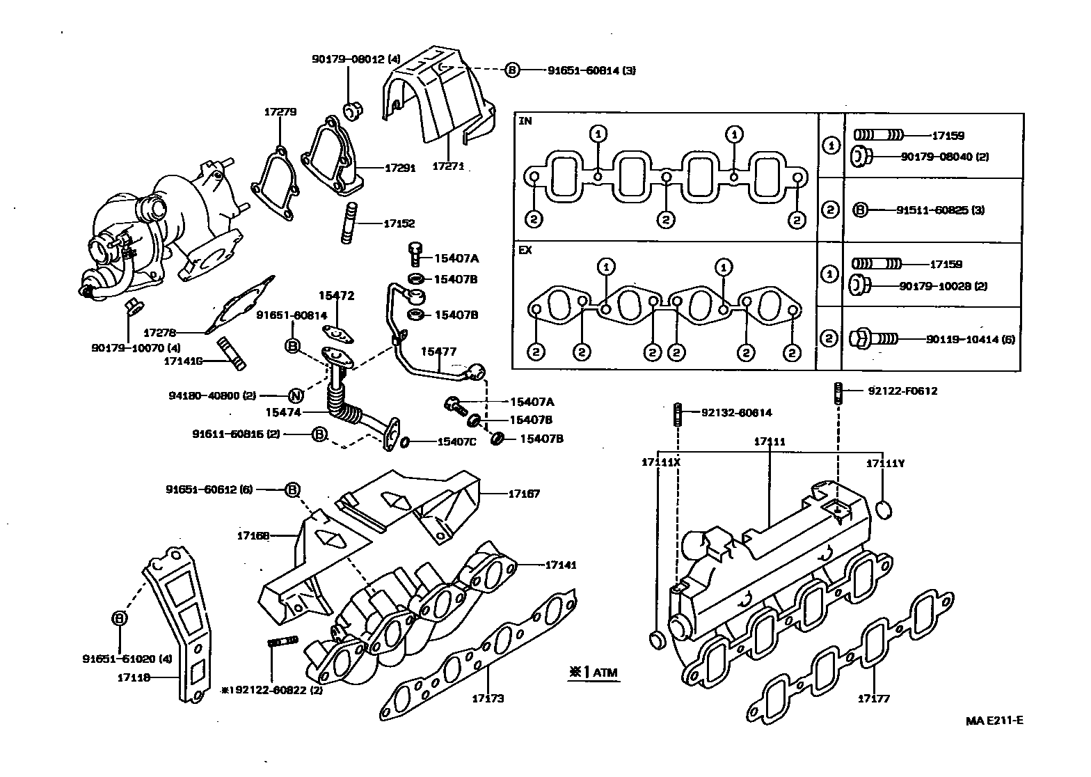 Toyota COROLLA Manifold EPC diagram — MAE211E
