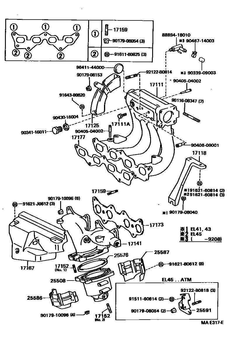 Toyota COROLLA Manifold EPC diagram — MAE317E