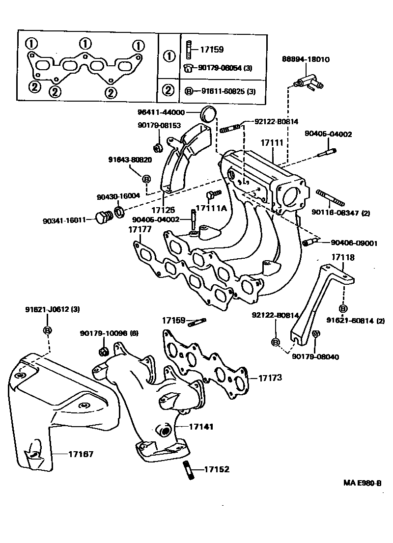 Toyota COROLLA Manifold EPC diagram — MAE980B