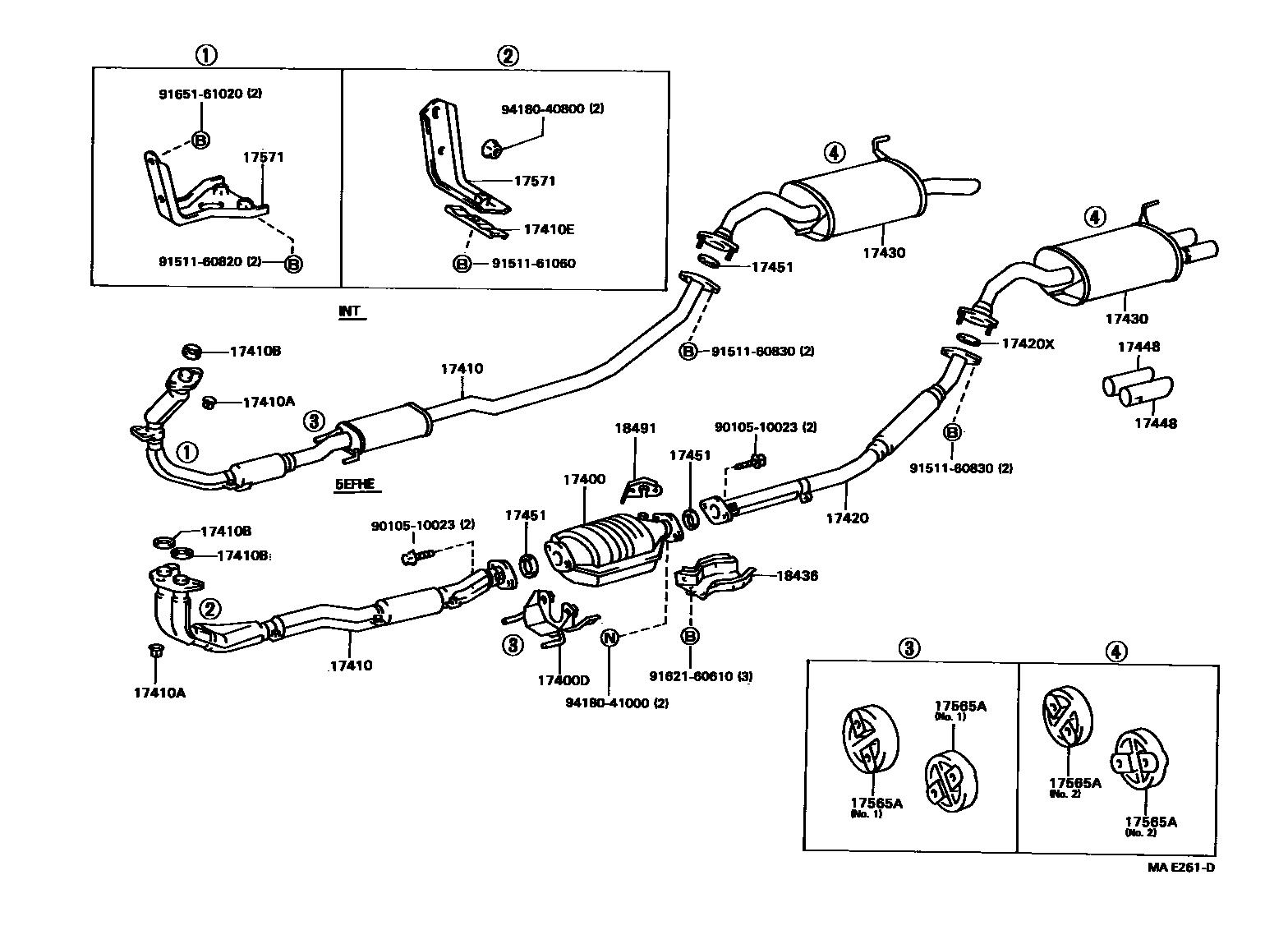 Toyota COROLLA Exhaust Pipe EPC diagram — MAE261D